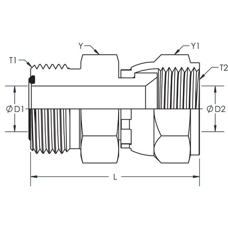 World Wide Fittings Male Flat Face O-Ring to Female JIC Swivel FS6402X10X10